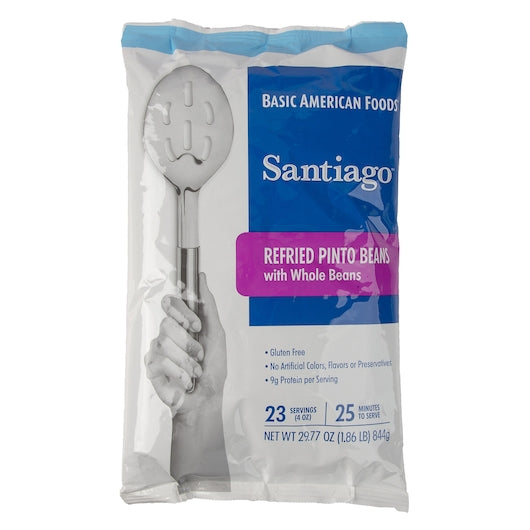 Santiago Whole Refried Santiago REFRIED BEANS POUCH, 6 x 29.77 oz Case - Prepared Foods