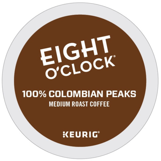 Eight O'Clock Colombian Peaks Medium Roast Coffee K-Cup, 4 x 24 ct Case - Coffee & Tea