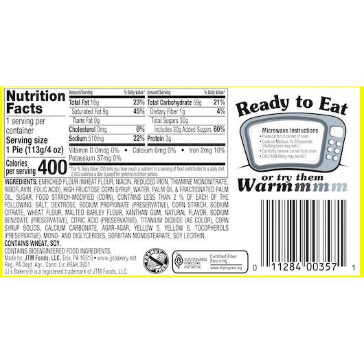 JJ's Bakery LEMON CREAM PIE SHRINK WRAP, 4 x 12 x 4 oz Case - DOT product image 2