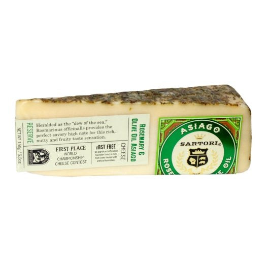 Sartori Rosemary & Olive Oil Asiago Cheese, 12 x 5.3 oz Case - Spices Seasonings