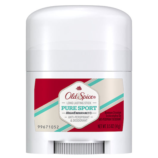 Old Spice Men's High Endurance Pure Sport Anti-Perspirant Deodorant Invisible Solid Stick Trial & Travel, 4 x 6 x 0.5 oz