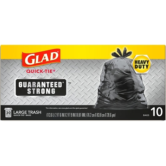 Glad TRASH QUICK TIE 30 GALLON, 12 x 10 ct Case - DOT product image 2