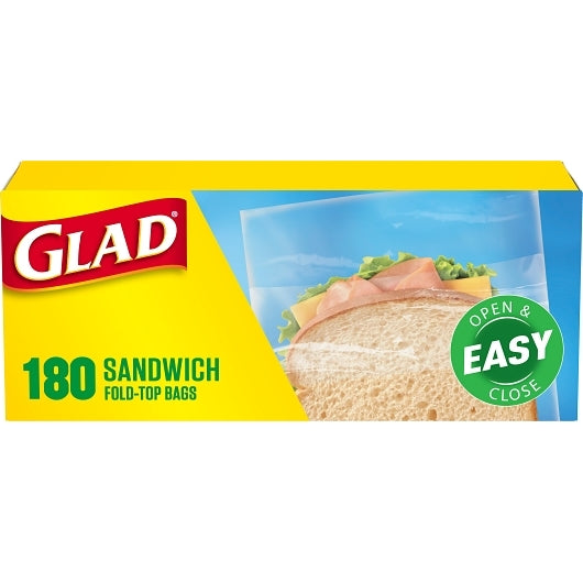 Glad Fold Top Sandwich Food Storage, 12 x 180 ct Case - Disposables