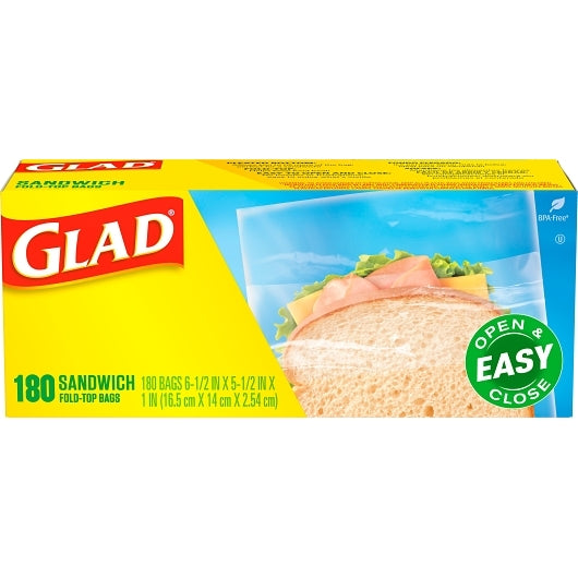 Glad FOLD TOP SANDWICH FOOD STORAGE, 12 x 180 ct Case - DOT product image 2
