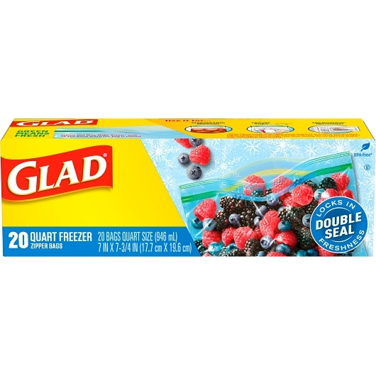 Glad BAGS FREEZER ZIPPER QUART, 12 x 20 ct Case - DOT product image 3