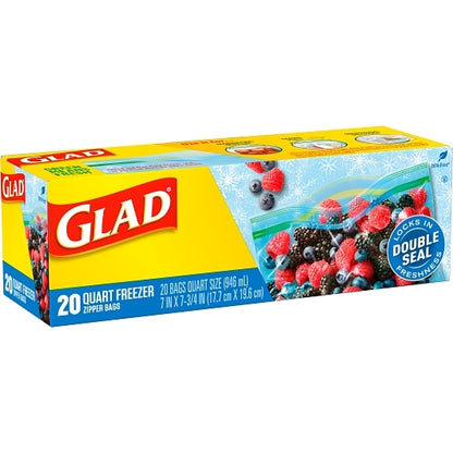 Glad BAGS FREEZER ZIPPER QUART, 12 x 20 ct Case - DOT product image 5