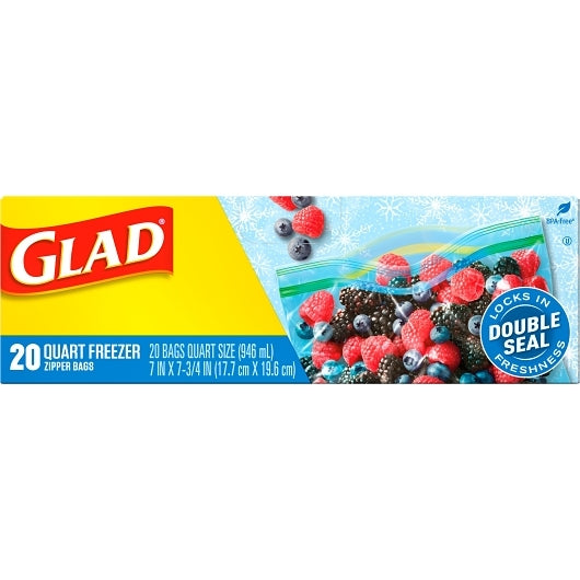 Glad BAGS FREEZER ZIPPER QUART, 12 x 20 ct Case - DOT product image 4