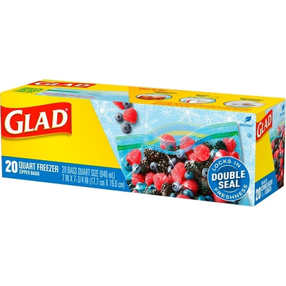 Glad BAGS FREEZER ZIPPER QUART, 12 x 20 ct Case - DOT product image 8