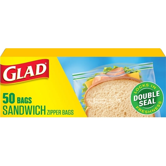 Glad FOOD STORAGE ZIPPER SANDWICH, 12 x 50 ct Case - DOT product image 3