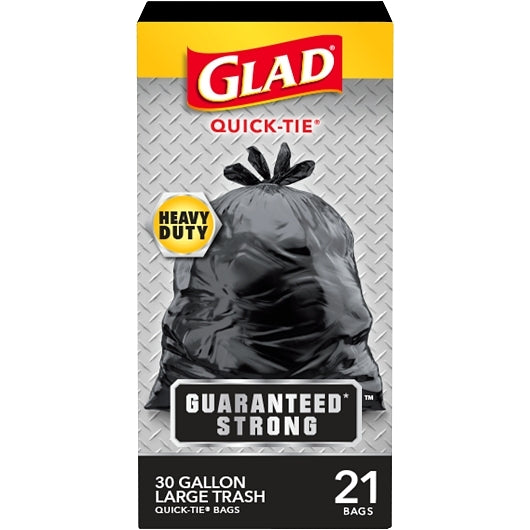 Glad Bag Trash Quick Tie Black, 9 x 21 ct Case - Disposables