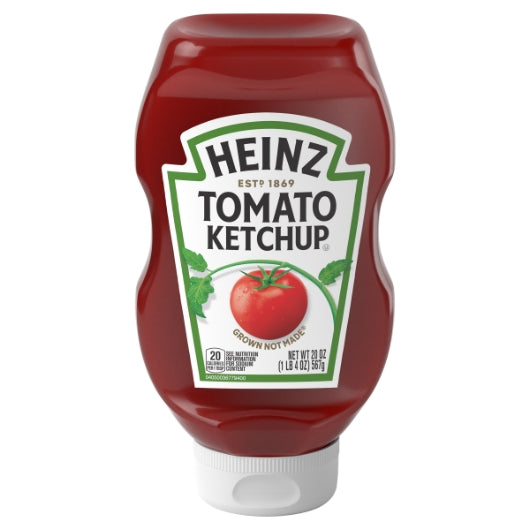 Heinz Easy Squeeze Clear Upside Down Ketchup Bottle, 12 x 1.25 lb Case - Condiments & Sauces