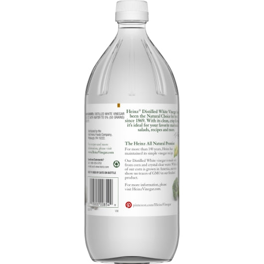 White Glass Vinegar Distilled White Vinegar Bottle, 12 x 946 ML Case - Alternate product angle or state