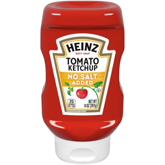 Heinz No Salt Ketchup Bottle, 6 x 14 oz Case - Condiments & Sauces