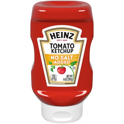 Heinz No Salt Ketchup Bottle, 6 x 14 oz Case - Condiments & Sauces
