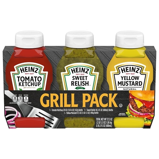 Heinz Assorted Relish, Mustard And Ketchup Picnic Pack, 4 x 54 oz Case - Condiments & Sauces