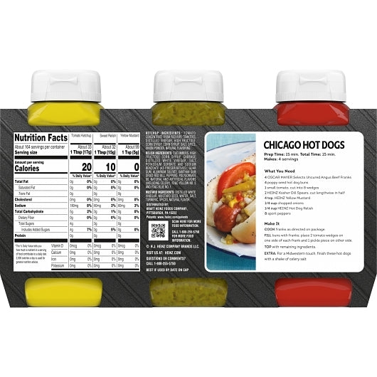 Heinz Assorted Relish, Mustard And Ketchup Picnic Pack, 4 x 54 oz Case - DOT product image 6