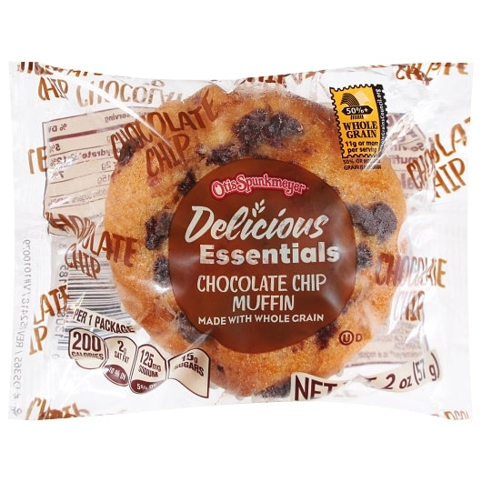 Otis Spunkmeyer Individually Wrapped Whole Grain Chocolate Chip Muffin, 72 x 2 oz Case - Bakery & Desserts