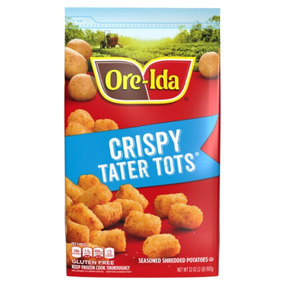 Ore-Ida Crispy Tater Tots, 12 x 2 lb Case - Frozen Potatoes Sides