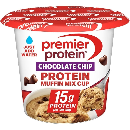Premier Protein Chocolate Chip Muffin Cup, 12 x 2.3 oz Case - GS1 mobile-ready hero image