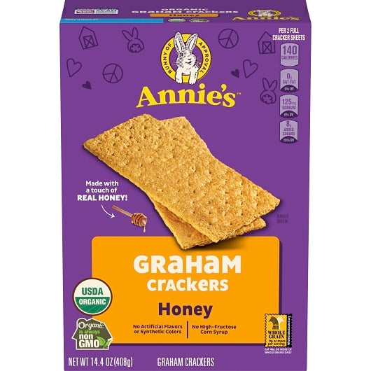 Annies Homegrown Organic Honey Graham Crackers, 12 x 14.4 oz Case - Crackers & Grahams