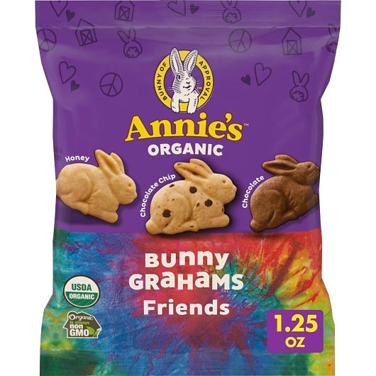 Annies Organic Friends Honey, Chocolate and Chocolate Chip Friends Bunny Graham Crackers, 100 x 1.25 oz Case - Crackers