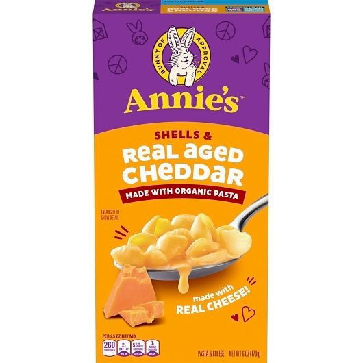 Annie's Real Aged Cheddar Macaroni & Cheese Pasta, 12 x 6 oz Case - Pantry Ingredients