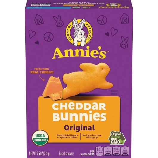 Annie's Crackers Cheddar Bunnies, 12 x 7.5 oz Case - Crackers & Grahams