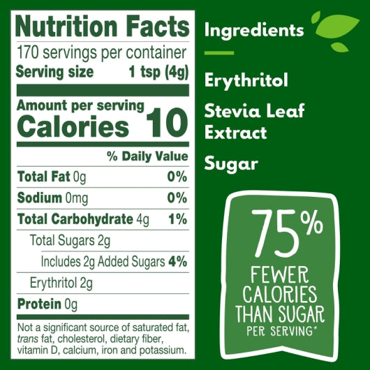 Truvia BAKING BLEND, 8 x 24 oz Case - Combined nutrition and ingredients label