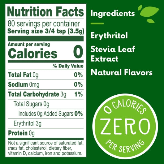 Truvia Spoonable Natural Sweetener, 12 x 1 each Case - Combined nutrition and ingredients label