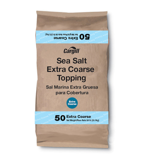 Cargill Sea Salt Extra Coarse Topping, 1 x 50 lb Case - Spices Seasonings