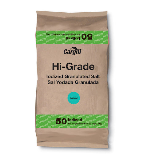 Cargill Salt Hi-Grade Iodized, 1 x 50 lb Case - Spices Seasonings