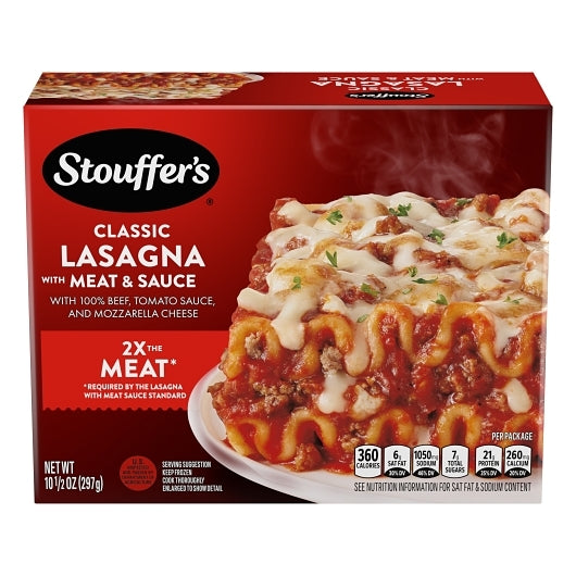 Stouffer's Lasagna with Meat & Sauce Frozen Meal, 12 x 10.5 oz Case - Prepared Foods