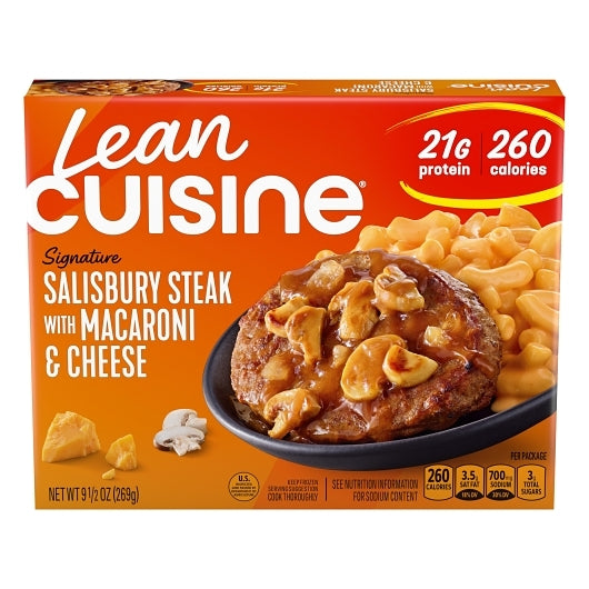 Lean Cuisine Salisbury Steak with Macaroni & Cheese, 12 x 9.5 oz Case - Prepared Foods
