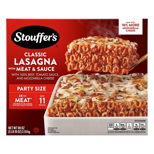 Stouffer's Party Size 2X the Meat Lasagna with Meat and Sauce, 6 x 5.625 lb Case - DOT product image 2