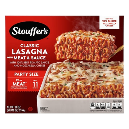 Stouffer's Party Size 2X the Meat Lasagna with Meat and Sauce, 6 x 5.625 lb Case - DOT product image 2