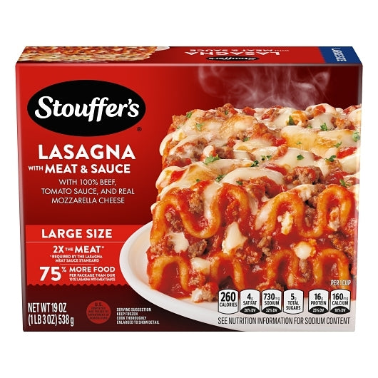 Stouffer's Entree Lasagna with Meat Sauce, 12 x 1.188 lb Case - Prepared Foods
