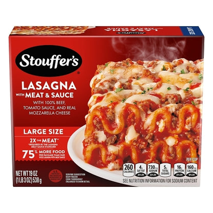 Stouffer's Entree Lasagna with Meat Sauce, 12 x 1.188 lb Case - Prepared Foods