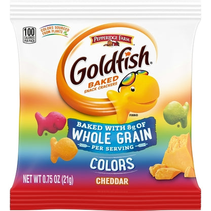 Pepperidge Farms Goldfish Cheddar Colors Crackers, 300 x 0.75 oz Case - Crackers & Grahams