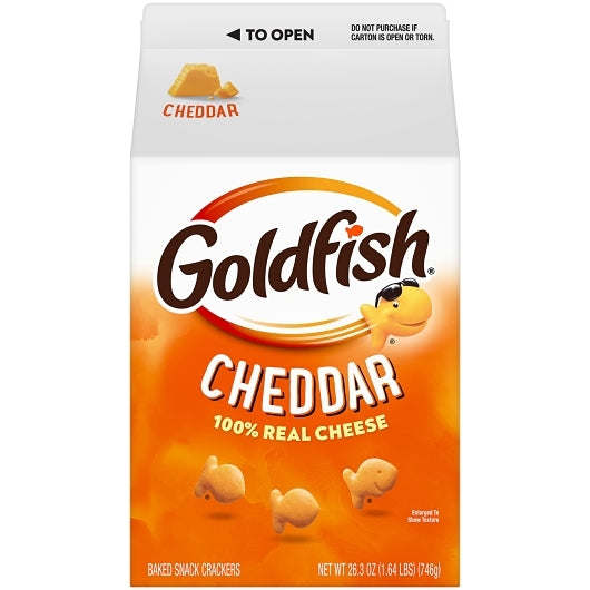 Pepperidge Farms Goldfish Crackers, Cheddar, 6 x 26.3 oz Case - Crackers & Grahams