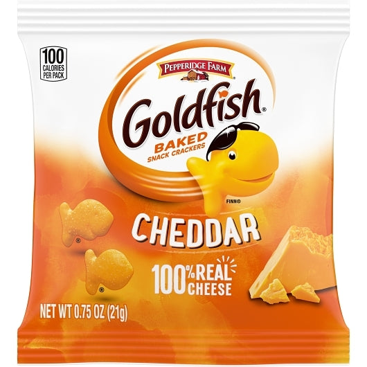 Pepperidge Farms Goldfish Cheddar Crackers, 300 x 0.75 oz Case - Crackers & Grahams