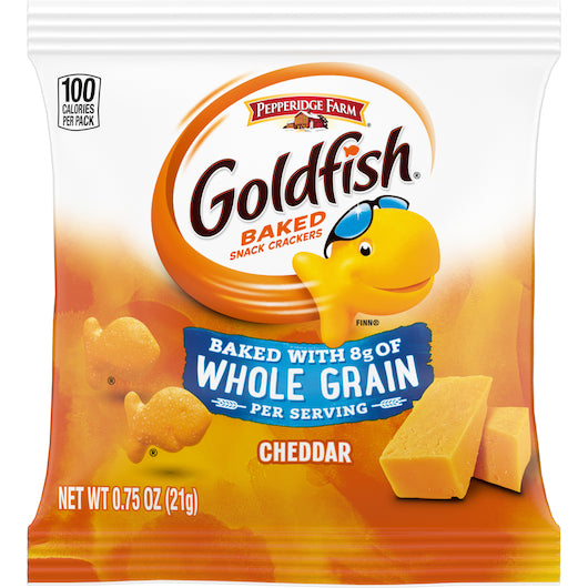 Pepperidge Farms Goldfish Cheddar Whole Grain Crackers, 300 x 0.75 oz Case - Crackers & Grahams