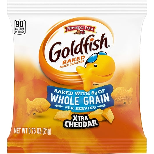 Goldfish Baked with Goldfish Xtra Cheddar Whole Grain Crackers, 300 x 0.75 oz Case - Crackers & Grahams