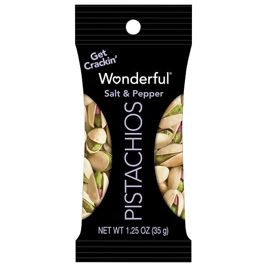 Wonderful Pistachios Salt & Pepper Pistachios, 12 x 1.25 oz Case - Nuts & Seeds