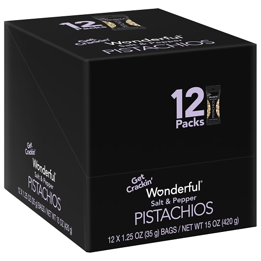 Wonderful Pistachios Salt & Pepper Pistachios, 12 x 1.25 oz Case - Nuts & Seeds - image 2