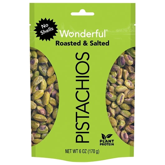 Wonderful Pistachios No Shell Roasted & Salted Pistachios, 10 x 6 oz Case - Nuts & Seeds