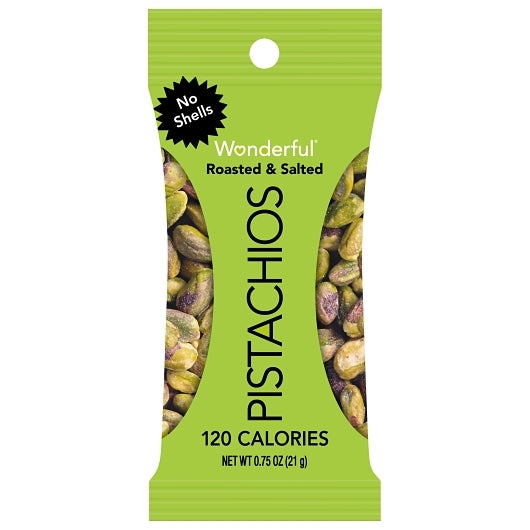 Wonderful Roasted and No Shell Roasted & Salted Pistachios, 96 x 0.75 oz Case - GS1 closed shipping case image