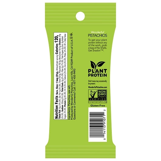 Wonderful Roasted and No Shell Roasted & Salted Pistachios, 96 x 0.75 oz Case - GS1 closed shipping case image