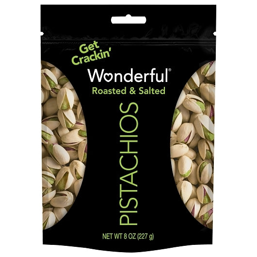 Wonderful Pistachios Roasted & Salted Pistachios, 10 x 8 oz Case - Nuts & Seeds