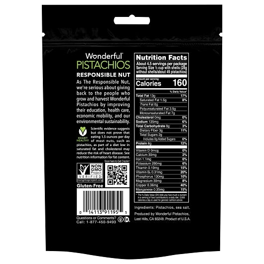 Wonderful Roasted and Roasted & Salted Pistachios, 10 x 8 oz Case - Alternate product angle or state
