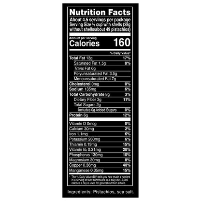 Wonderful Roasted and Roasted & Salted Pistachios, 10 x 8 oz Case - Combined nutrition and ingredients label
